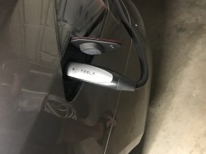tesla charger with tight cable bend